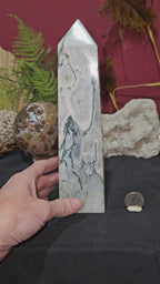 Big, Beautiful, Druzy Moss Agate Tower
