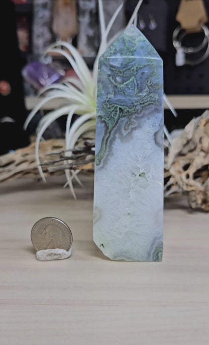 Beautiful Moss Agate Tower