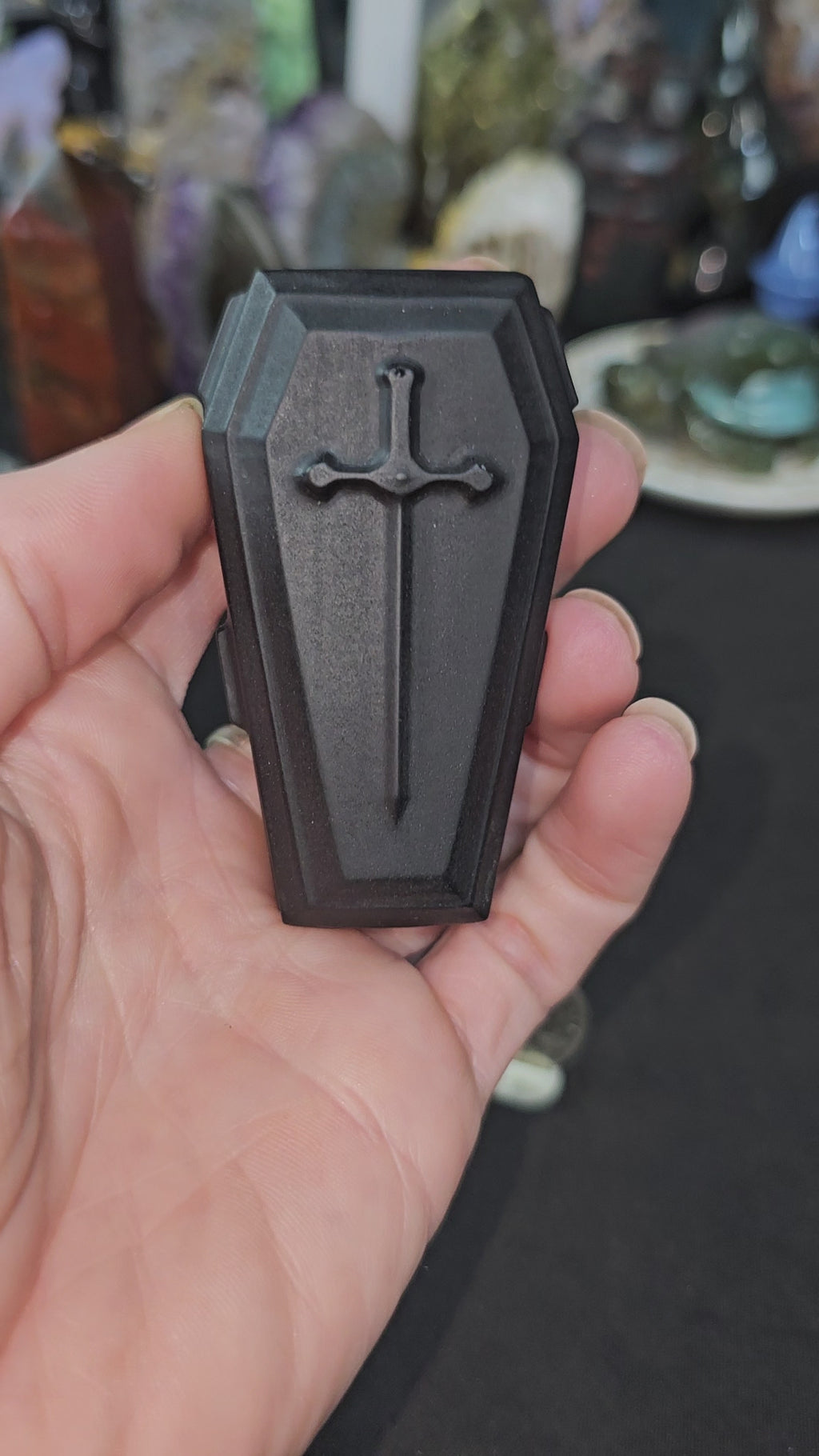 Awesome, larger size, Black Obsidian Coffin