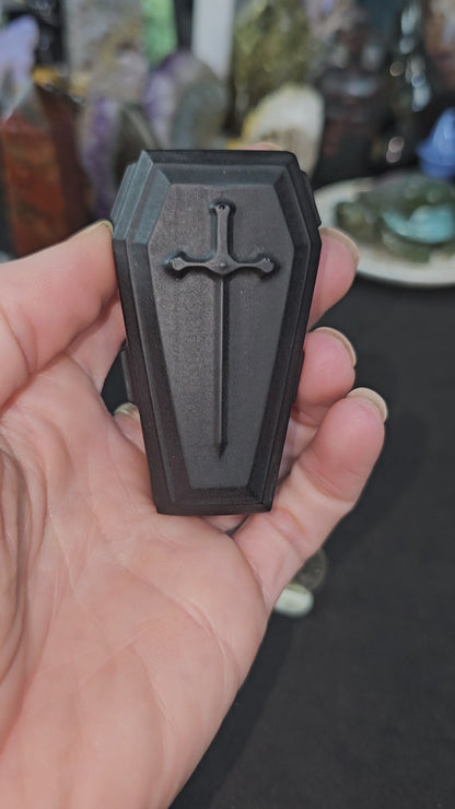 Awesome, larger size, Black Obsidian Coffin