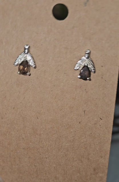 .925 Sterling Silver Faceted Smoky Quartz Earrings