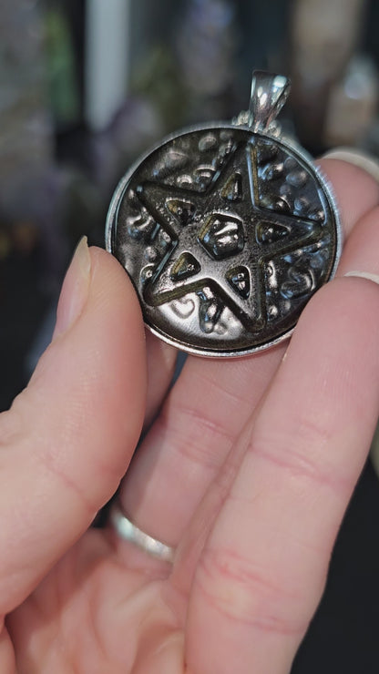 Golden Sheen Obsidian Pentagram Pendant