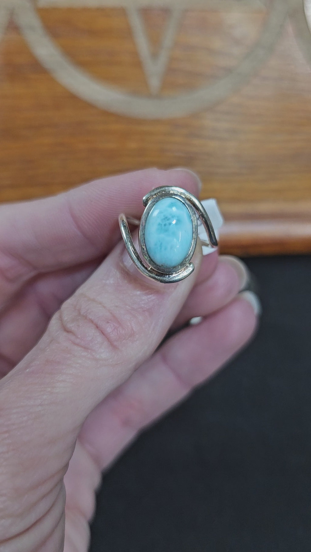Stunning color on this Sterling Silver LARIMAR ring
