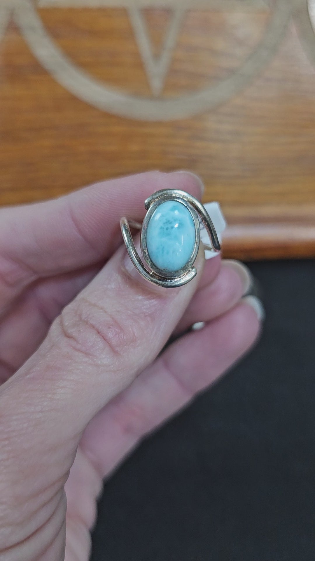 Stunning color on this Sterling Silver LARIMAR ring