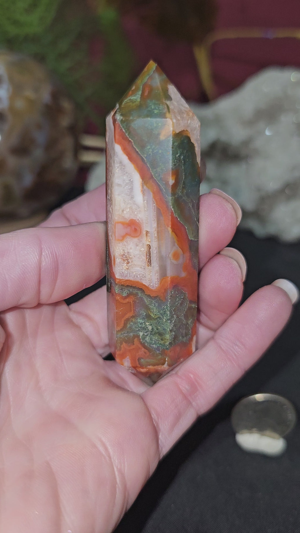 Carnelian/Moss Agate Double Terminated Point