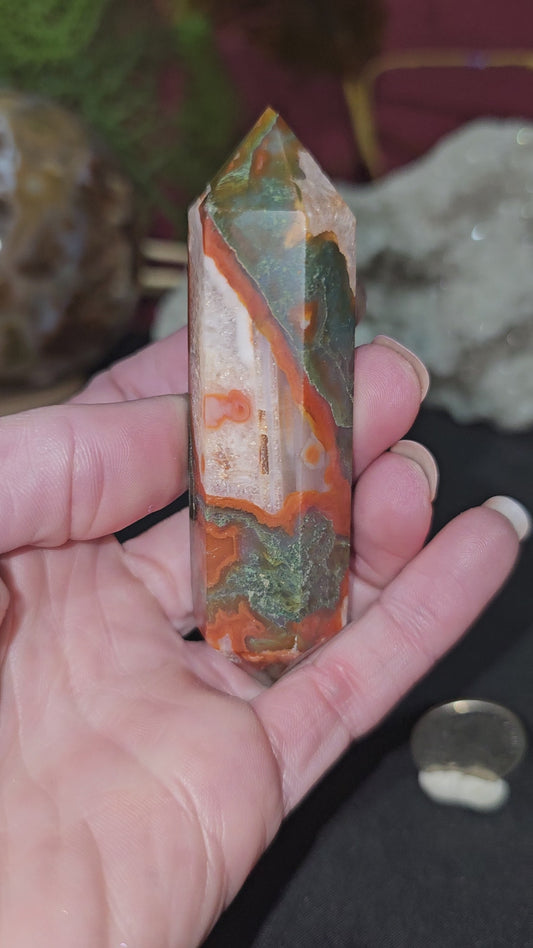 Carnelian/Moss Agate Double Terminated Point
