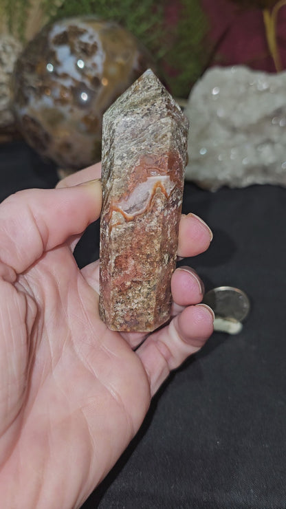 Druzy, Colorful, Red Moss Agate Point