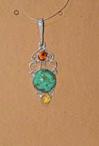 Natural Kingman Turquoise with Baltic Amber