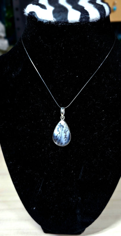Sterling Silver Merlinite (Dendritic Opal) Pendant