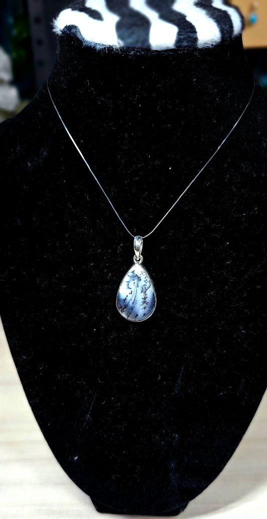 Sterling Silver Merlinite (Dendritic Opal) Pendant
