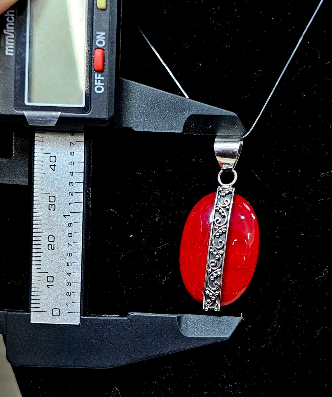Red Coral Sterling silver pendant
