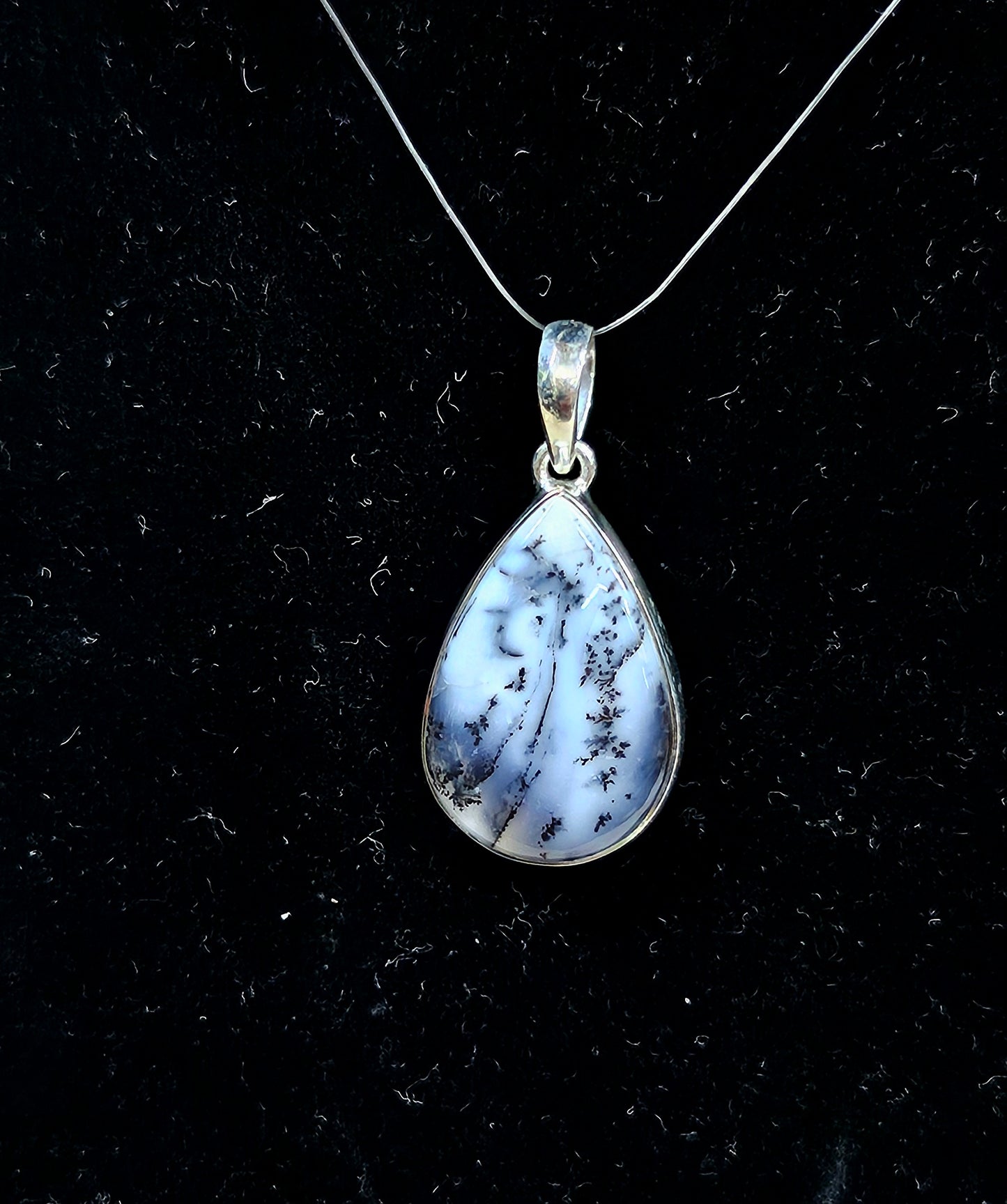 Sterling Silver Merlinite (Dendritic Opal) Pendant