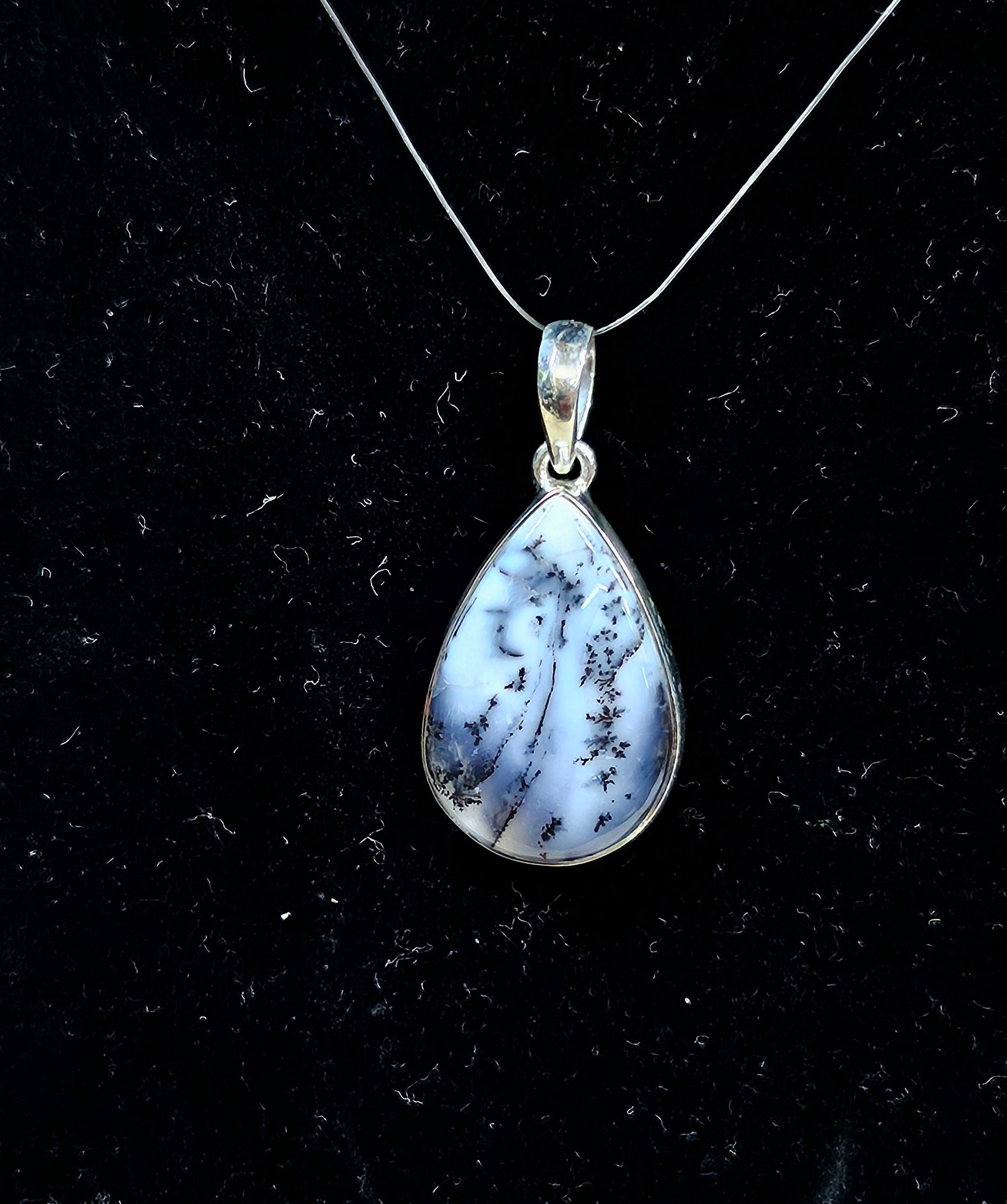 Sterling Silver Merlinite (Dendritic Opal) Pendant