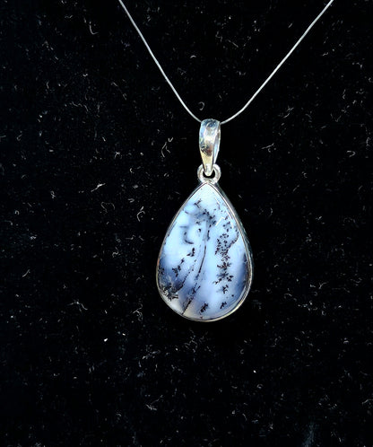 Sterling Silver Merlinite (Dendritic Opal) Pendant