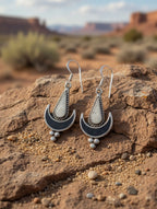 Black Onyx & White Buffalo Crescent Moon Dangle Earrings – Southwest Boho Statement