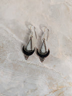 Black Onyx & White Buffalo Crescent Moon Dangle Earrings – Southwest Boho Statement