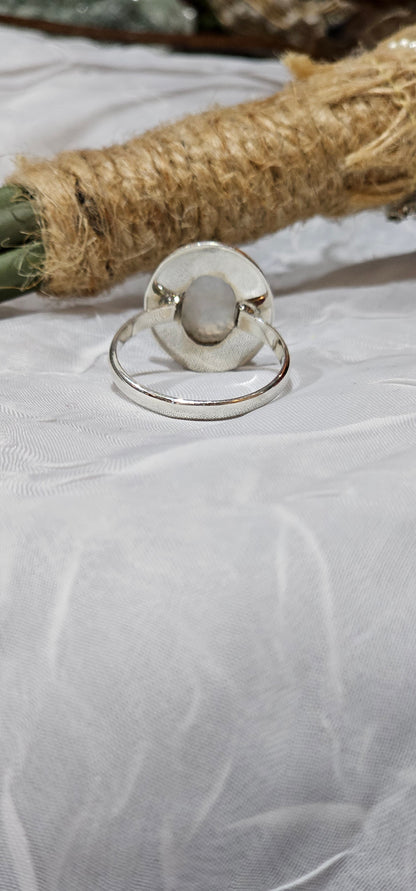 Flashy Rainbow Moonstone Sterling Silver Ring