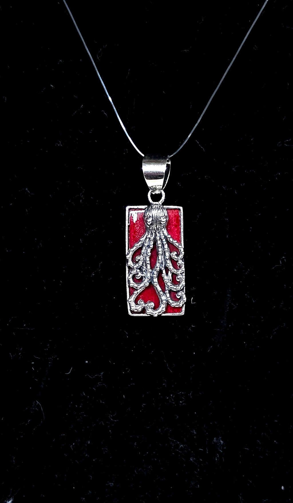 Red Coral Sterling Silver Octopus