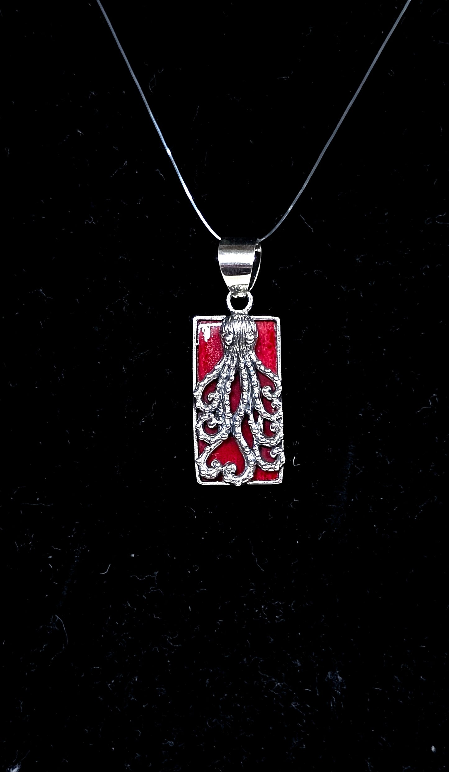Red Coral Sterling Silver Octopus