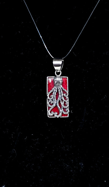 Red Coral Sterling Silver Octopus