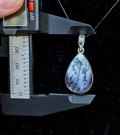 Sterling Silver Merlinite (Dendritic Opal) Pendant