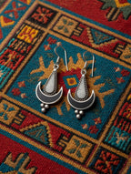 Black Onyx & White Buffalo Crescent Moon Dangle Earrings – Southwest Boho Statement