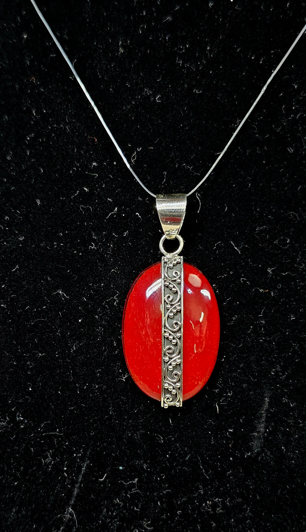 Red Coral Sterling silver pendant