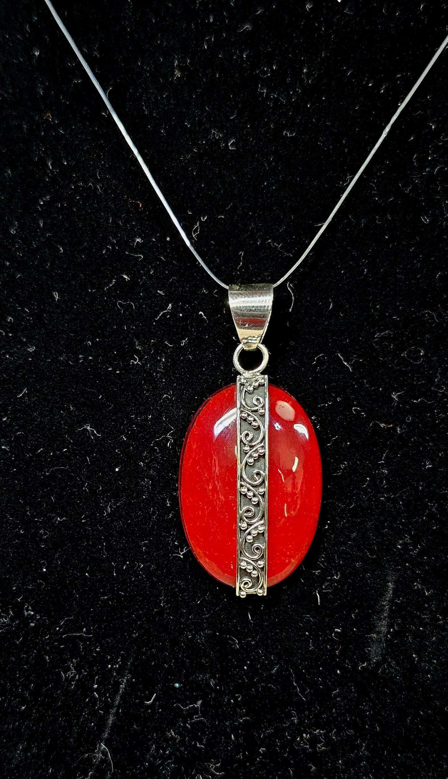 Red Coral Sterling silver pendant