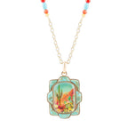 Scenic Sedona Desert Blue Turquoise Golden Pendant Necklace