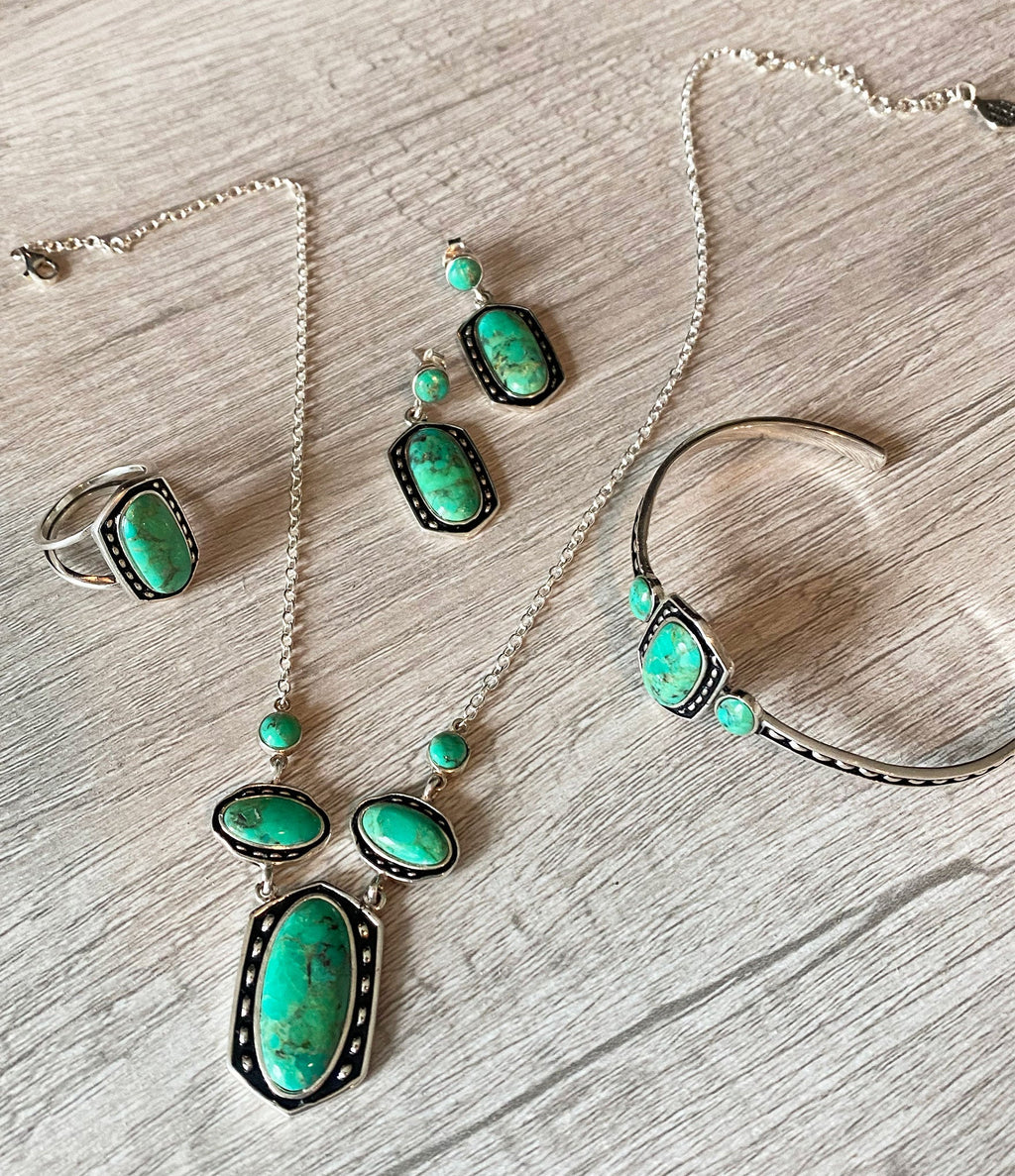 Shielded Lime Turquoise and Sterling Silver Earrings