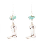 Sterling Silver Boot Charm and Blue Turquoise Earrings