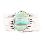 Triple Stack Shaped Turquoise and Sterling Silver Ring Set